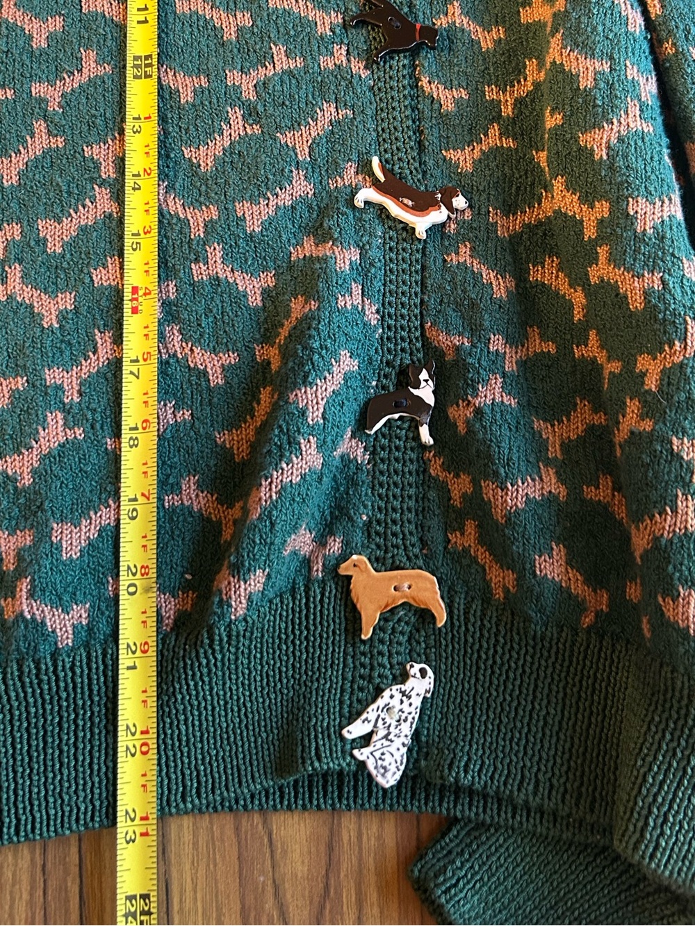 Vintage 1987 Dia North of Boston Dog Bone Cardigan Sweater S - Picture 7 of 11